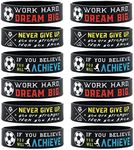 (12-pack) Soccer Wristbands with Motivational Quotes - Wholesale Bulk Bracelets for Soccer Party - Unisex for Men Women