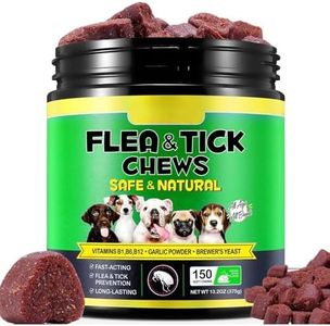 Flea and Tick Chews for Dogs 150 Count | Flea and Tick Prevention for Dogs Chewable | Natural Flea and Tick Supplement for All Dog Breeds and Ages | Duck Flavour | 150 Soft Chews