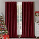 BGment Red Velvet Curtains 84 Inch for Bedroom, Thick Thermal Insulated Blackout Curtains Noise Reduce Back Tab and Rod Pocket Christmas Panels for Living Room, Set of 2 Panels, 52 x 84 Inch