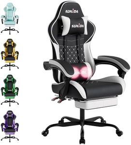 SUKIDA Gaming Chair with Massage Lumbar Support & Recline, Ergonomic High Back Computer Chair with Adjustable Headrest, Swivel Desk Gamer Chair for Adults(Blackwhite)