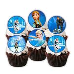 PRECUT Frozen Cupcake Toppers, Princess Theme Edible Cake Decorations, Edible Princess Birthday Decorations, Frozen Cake Topper, Princess Cupcake Toppers, Princess Party Decorations (24)