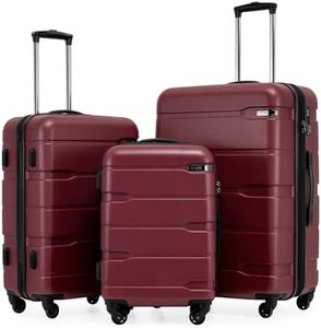 Coolife Luggage Expandable 3 Piece Sets PC+ABS Spinner Suitcase 20 inch 24 inch 28 inch (Radiant Pink., 3 piece set)
