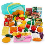 Play Circle by Battat – Pantry in a Bucket – 79-piece Pretend Food Playset with Storage Bin – Kitchen Toys and Plastic Play-Food for Toddlers Age 3 Years and Up