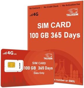 TALKSIM Data SIM Card Works with Verizon, AT&T and T-Mobile (100GB 365Days)