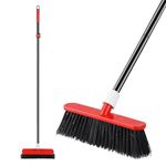 Mitclear Yard Broom Heavy Duty with Long Handle(57IN), Garden Brush with Stiff Bristles, Outdoor Sweeping Broom for Cleaning Gardens Yards Decking Pathways Driveways