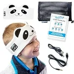 Toddler Headphones Wireless - for 2+ Year Old Girl & Boy - Kids Headband Headphones for Plane – Volume Safe Soft Earphones with Wired Plug Adapter & Travel Bag for School Home Car Airplane - Panda