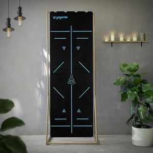 Yogarise 8mm Perfumed TPE Yoga Mat with Alignment Lines and Carry Bag for Men and Women, Non-Slip Texture, Extra Wide & Thick TPE Exercise Mat For Home, Pilates, Gym & Fitness, Durable, Sweat-Resistant (Black & Blue)