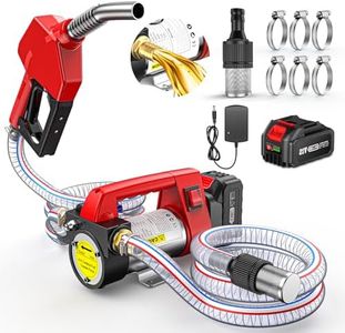 TaskStar Fuel Transfer Pump Battery Powered, 21V DC Cordless Diesel Transfer Pump Kit w/ 1X4.0Ah Battery, 12GPM Portable Self-Priming Diesel Pump Kit w/Nozzle&Hose Auto Shut Off for Diesel & Kerosene
