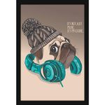 Mad Masters Pug Dog Painting Aesthetic Hanging Photo Frame Decorative Item Home Decoration and Wall Decor for Living Room and Bedroom (MM 1073, 8x12 Inch, Paper, With Plexi Glass)