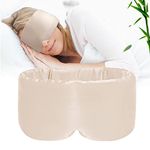 iCooBreeze 100% Handmade Bamboo Sleeping Eye Mask for Women for Men,Night Masks,Organic Sleep Mask,Blockout Eye Mask for Sleeping,Large Size Adjustable (1PC, Apricot)