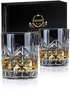 Whiskey Glass Set of 2, veecom 10 oz Crystal Whiskey Glasses Thick Bottom Bourbon Glasses Old Fashioned Rocks Glass Tumbler for Scotch, Cocktail, Liquor, Home Bar Whiskey Gifts for Men (Glass Set 2)