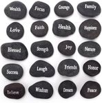 Jucoan 20 Pac Engraved Inspirational Stones with Words, 2.5-3 Inch Motivational Prayer Stones, Meditation Stones for Stress, Worry, and Anxiety, Encouragement Rock Gifts for Birthday Easter