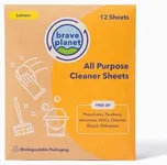 Brave Planet Eco-Friendly All-Purpose Cleaner Sheets – Free from Parabens, Phosphates, Ammonia – Fresh Lemon Scent (12 Sheets)