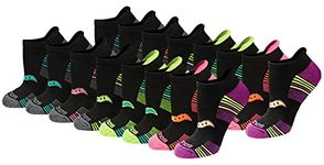 Saucony womens Performance Heel Tab Athletic (8 & 16 Pairs) Running Socks, Black Assorted (16 Pairs), Shoe Size 10-13 US