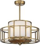 Savoy House 30-FD-126-322 24W 4 LED Fan D Lier-15.63 inches Tall by 26 inches Wide, Warm Brass Finish with White Fabric Shade