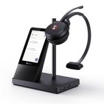 Yealink WH66 Wireless Headset with 4" Screen, DECT Headset for Teams,Zoom Skype Certified,Bluetooth Headset with 525ft Range,Full-duplex Speaker,13h Call Time,Office Work Headset for Desk Phone,PC