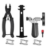 Bike Chain Tools Set: Bike Chain Link Pliers & Bike Chain Splitter Tool & Chain Wear Tool & 3 Bike Riveting, Mountain Bike Bicycle Chain Tool Set for 6/7/8/9/10 Speed Chains Link Repair Tool Kit