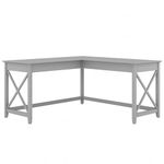 Bush Furniture Key West 60W Modern Farmhouse L Shaped Desk in Cape Cod Gray | 60-Inch Corner Table for Home Office