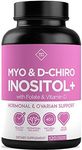 Premium Inositol Supplement - Myo-Inositol and D-Chiro Inositol Plus Folate and Vitamin D - Ideal 40:1 Ratio - Hormone Balance & Healthy Ovarian Support for Women - Vitamin B8-30 Day Supply