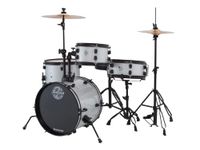 Ludwig Pocket Kit by Questlove | All-in-One Drum Set for Beginners | Includes 4 Drums, Hi-Hats, Crash/Ride Cymbal, Pedals, Throne & Sticks | White Sparkle Finish (LC178X029)