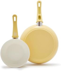 GreenLife Soft Grip Healthy Ceramic Nonstick, 18cm and 26cm Frying Pan Skillet Set, PFAS-Free, Dishwasher Safe, Yellow