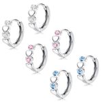 YADOCA 3 Pairs Hypoallergenic Hoop Earrings For Women Girls Small 925 Sterling Silver Huggie Hoop Earrings Cute Butterfly Cartilage Hoop Earrings Tiny Double Love Heart Earrings CZ Butterfly Cartilage Earrings Set For Sensitive Ear