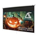 Akia Screens 100 inch Projector Screen Pull Down Manual B 16:9 8K 4K HD 3D Ceiling Wall Mount White Portable Projection Screen Retractable Auto Locking for Indoor Movie Home Theater Office AK-M100H1