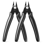 BOENFU Wire Cutter 2PCS Precision Flush Cutters Side Cutter Small Cable Snips Diagonal Pliers for Cable Tie, 3D Print, Plastic Models, Jewelry, Electronics, Black, 5 Inches