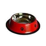 Foodie Puppies Stainless Steel Pet Feeding Paw & Bone Print Bowl - 450ml (Radiant Red - Small) for Small Dogs & Puppies | Food/Water Feeding Anti-Slip/Skid Rubber Base Bowl | Non-Toxic & 100% Safe