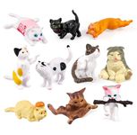 kukifun 10Pack Cute Cat Figures,Mini Kawaii Kitten Animal Toys Collection Playset, Cat Cake Toppers for Kids Birthday Garden Car Decoration Party Supplies