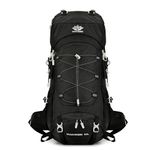 60L Travel Hiking Camping Backpack with Rain Cover, Backpack Water Resistant,Climbing Backpack for Men Women (BLACK)