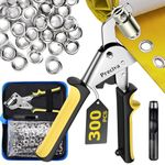 Preciva Grommet Tool Kit with Bag, Portable Handheld Hole Punch Pliers Grommet Kit, Hand Press Machine Manual Puncher with 300pcs Grommets of 3/8 Inch (10mm)