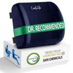 ComfiLife Lumbar Support Back Pillow Office Chair and Car Seat Cushion - Memory Foam with Adjustable Strap and Breathable 3D Mesh (Navy)