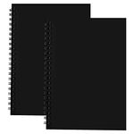 2 Pack Sketch Notebook, 280 Sides/140 Pages A4 Coil Sketchbook, A4 Spiral Blank Notebook Plain Notepad, Sketch Book Paper, Black Cover Sketch Pad, for Sketching, Writing and Journal Refill, Black