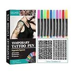 Temporary Tattoo Pen with 10 Tattoo Pens and 2 sheets Tattoo Stencils,Shimmery Body Tattoo Markers,Temporary Tattoo Markers for Skin body art tattoo pen Multicoloured Tattoo Kit for Teen/Adult