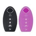 LemSa 2Pcs Silicone Keyless Entry Remote Car Smart Key Fob for Nissan Rogue Maxima Altima Armada Murano Sedan Pathfinder 2016 2017-2019 KR5S180144014 KR55WK48903, Black Purple