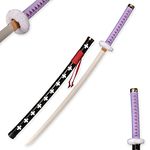 afdfad Anime Samurai Cosplay Sword: Death Surgen Trafalgar D Water Law Sword,Purple,Bamboo Blade Katana,About 104CM,For Role Playing and Collection