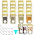 Mason Jar Bottles Bags, 30 PCS Reusable Mason Jar Zipper Bags With Labels & Funnel, Airtight Seal Spice Storage Bags Snack Saver Leak-Proof Zip-Lock Bags for Travel Camping Picnic (Yellow, S)