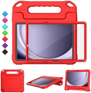 TOEVEK Kids Case for Samsung Galaxy Tab A9 Plus 11" Tablet, Built-in Screen Protector, Shockproof Handle Stand Protective Cover for Samsung Galaxy Tab A9+ 11 Inch 2023(SM-X210/X216/X218), Red