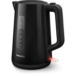 Philips Series 3000 Kettle, 2200W, 1.7 litre Family Size, Spring Lid, Fast Boiling, Light Indicator, Removable Filter, Pirouette Base, Water and Cup Indicator, Easy Refilling, Black (HD9318/21)