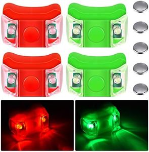 4 Piezas Luces de Proa de Barcos Luces de Navegación de Barcos LED Rojas y Verdes con 5 Pilas de Botón para Barco Kayak Pontón Aerodeslizador Yate