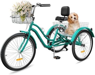 YITAHOME Adult Tricycle, 24 & 26 Inch 3-Wheel Bikes, 1 & 7 Speed Trike for Adults, Low Step-Through Cruiser Bike with Front and Rear Baskets, Large Seat with Backrest for Seniors, Women, Men