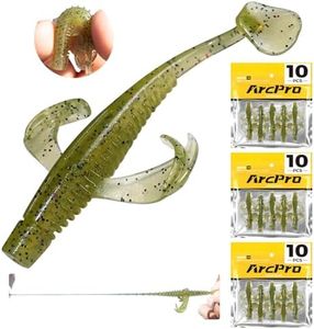 ArcPro Paddle Tail Swim Baits, 30Pcs TPE-Soft Plastic Baits, Unique Vibrating Swim Action, Shaky Sinking Motion, Crappie Lures, for Saltwater/Freshwater, Great Bait for Family Fishing, Green Shad