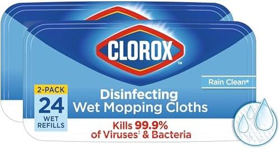 Clorox Disinfecting Wet Mop Pad, Disposable Mop Heads, Multi-Surface Floor Wipes, Rain Clean, 2 Packs, 24 Wet Refills Per Pack (Package May Vary)