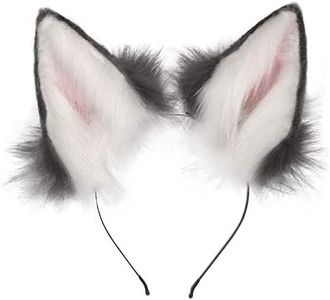 QinRuan Fox Cat Long Fur Ears Hair Headwear Wolf Animal Anime Halloween Cosplay Costume