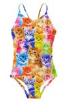 ACOCOPY Girls One Piece Swimsuit Sleeveless Beach Swimwear Adjustable Strap Bathing Suit