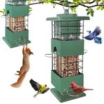 Squirrel Proof Bird Feeder,2.5LBS Metal Bird Feeders for Outdoors Hanging,Wild Birdseed Feeders for Finch Cardinal Blue Jay Outside (Green)