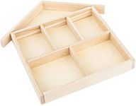 Wooden Tray with 6 Sections – 3 Pack House Tray Chip and Dip Platter – Divided Serving Tray for Appetizers & Snacks – Veggie Platter - Food Trays for Party Buffet Montessori Wooden Trays - 9"x1"