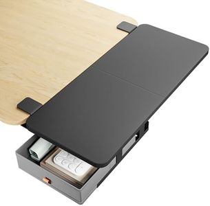 PEGZONE Desk Extender Tray, 28" x 12" Clamp On Desk Shelf, Desk Extension with Storage Drawer, Table Desk Arm Rest, Clamp On Keyboard Tray for Office and Home, Workstation Organizer, Large, Black