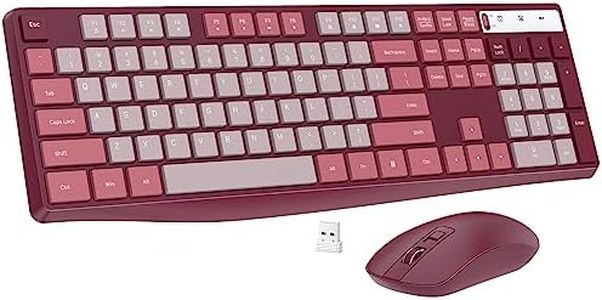 Wireless Keyboard and Mouse Combo, Lovaky 2.4G Full-Sized Ergonomic Keyboard Mouse, 3 DPI Adjustable Cordless USB Keyboard and Mouse, Quiet Click for Computer/Laptop/Windows/Mac (1 Pack, Rose)